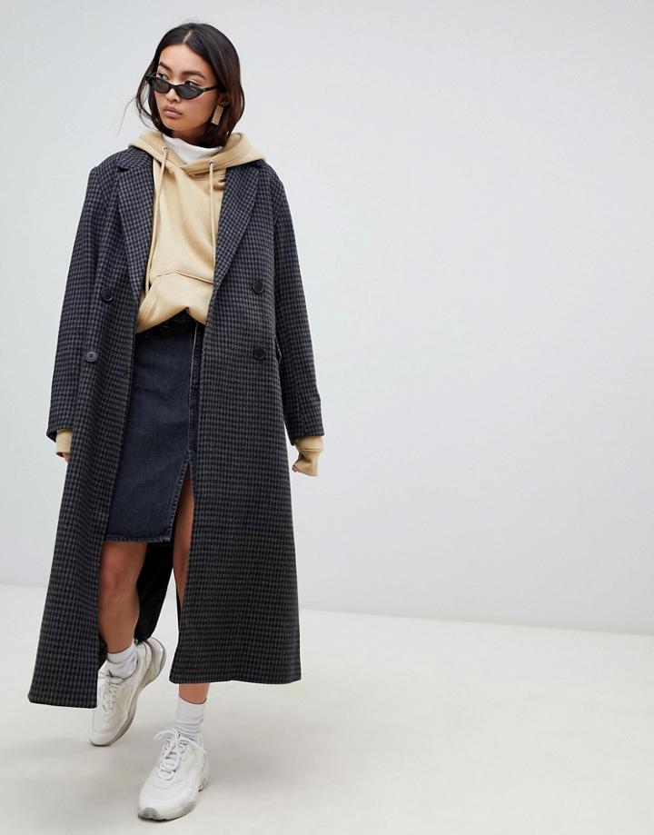 Weekday Long Wool Check Coat - Multi