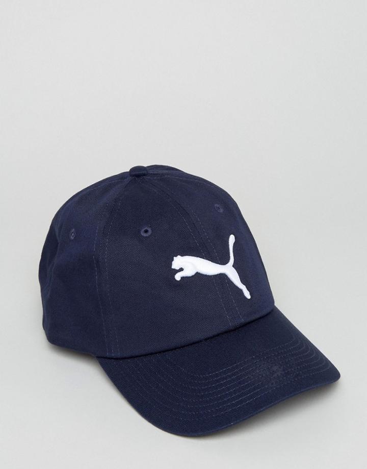 Puma Large Logo Cap In Navy - Navy