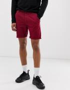 Asos Design Slim Chino Shorts In Wine Red - Red