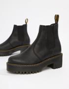 Dr Martens Rometty Black Leather Chunky Heeled Chelsea Boots - Black