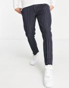 Asos Design Tapered Smart Sweatpants With Twill Navy Stripe