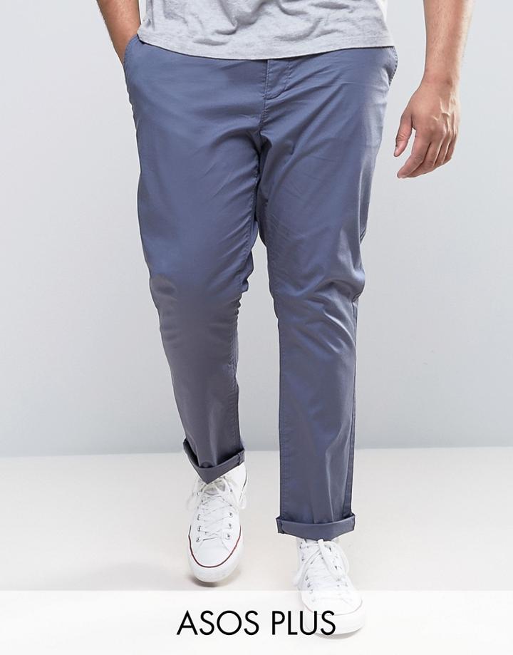 Asos Plus Skinny Chinos In Blue - Blue