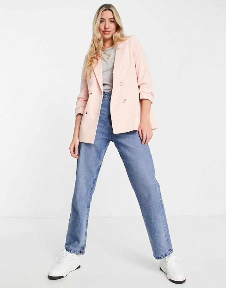 Miss Selfridge Double Breasted Blazer In Blush-pink