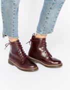 New Look Leather Look Lace Up Work Boot - Red