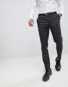 Asos Design Super Skinny Suit Pants In Tonal Gray Check - Gray