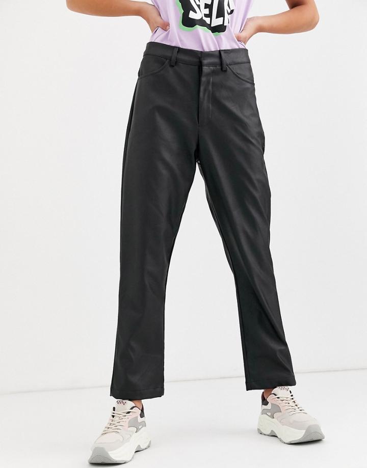 Daisy Street Straight Leg Pants In Faux Leather-black