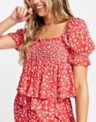 River Island Floral Cropped Beach Top In Red - Part Of A Set