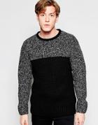 Brave Soul Sweater With Color Twist Panel - Black