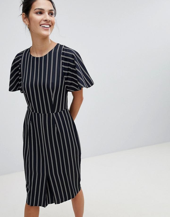 Closet Striped Pencil Dress - Navy