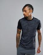 Jack & Jones Tech T-shirt In Dry Fit Fabric With Camo Front - Black
