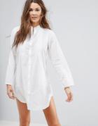 Pia Rossini White Cotton Shirt Style Tunic - White