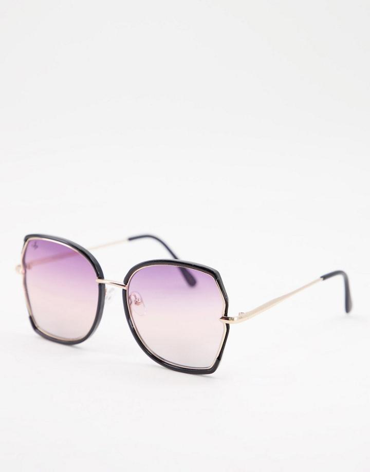 Jeepers Peepers Unisex Oversized Square Sunglasses In Gold