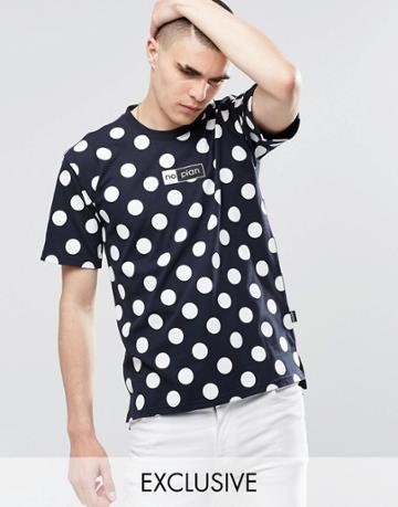 Don't Ask My Plan T-shirt In Polka Dot Print - Navy