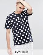 Don't Ask My Plan T-shirt In Polka Dot Print - Navy