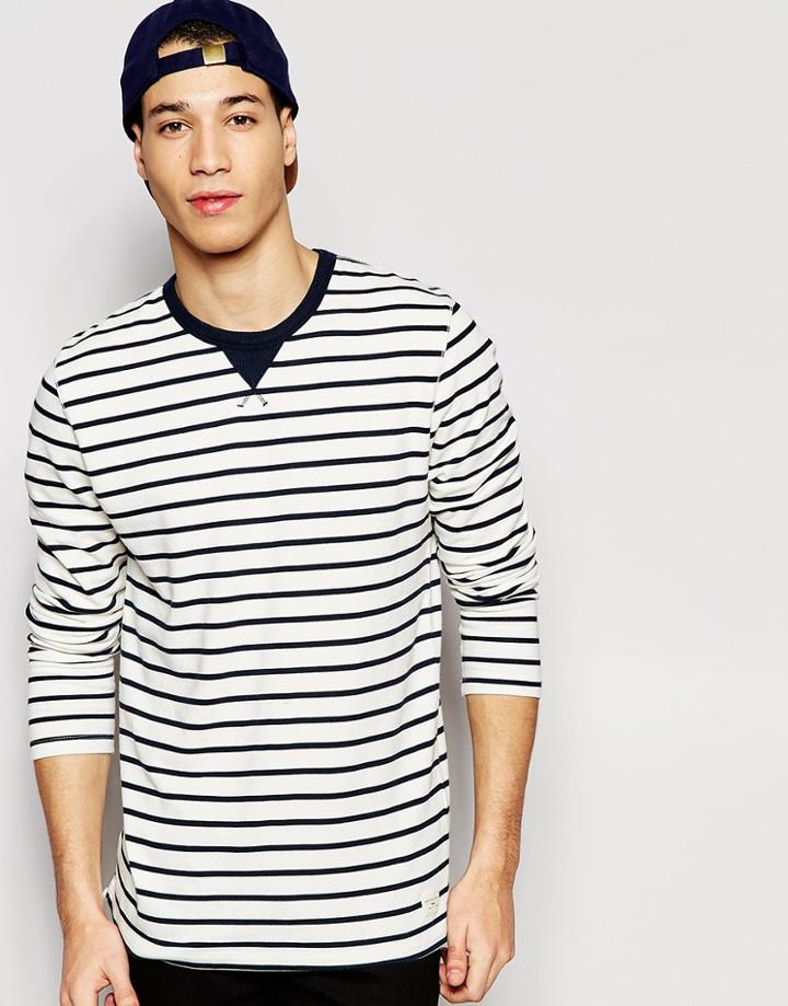 Selected Homme Striped Sweatshirt - Egret