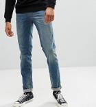 Asos Tall Stretch Slim Jeans In 12.5 Oz Mid Blue - Blue