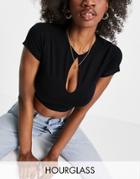 Asos Design Hourglass Fitted Crop Top With Keyhole Detail In Black
