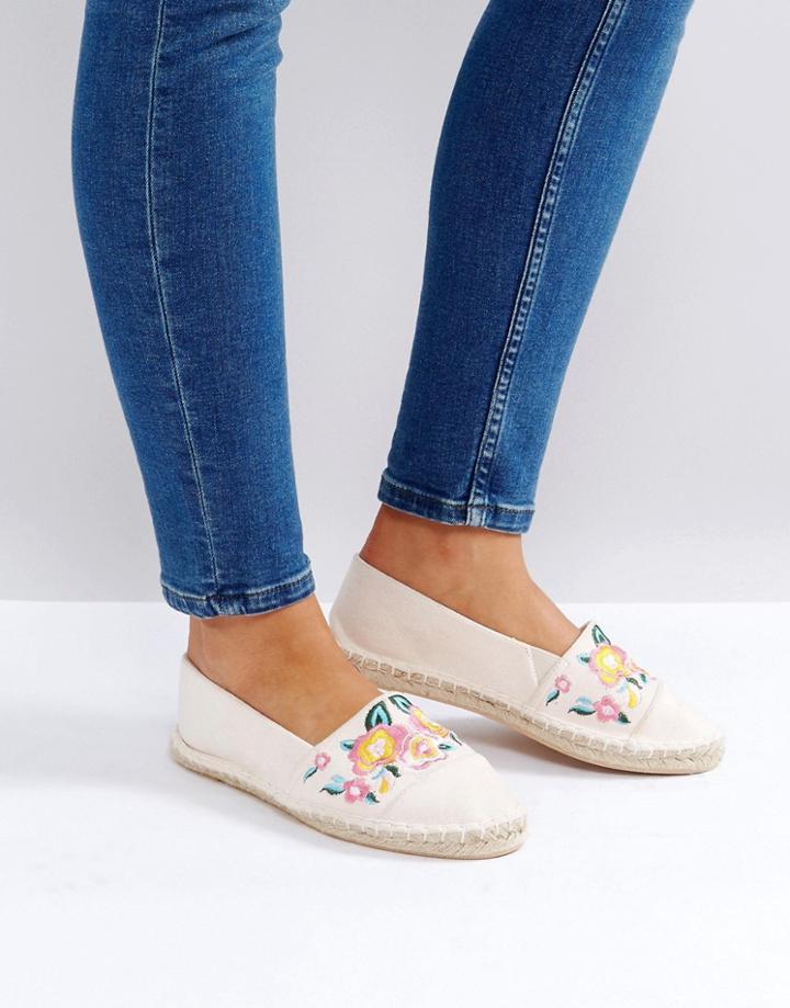 Asos Jitterbug Embroidered Espadrilles - Beige