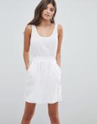Asos Design Casual Mini Dress In Grid Texture - White