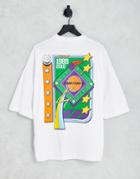 Asos Design Oversized T-shirt In White With Varsity Back Print