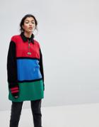Lazy Oaf Oversized Rugby Shirt With Zip Neck In Color Block - Multi