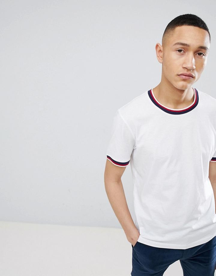 Mango Man Striped T-shirt In White - White