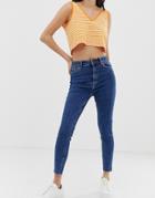 Bershka Super High Waist Jean In Blue - Blue