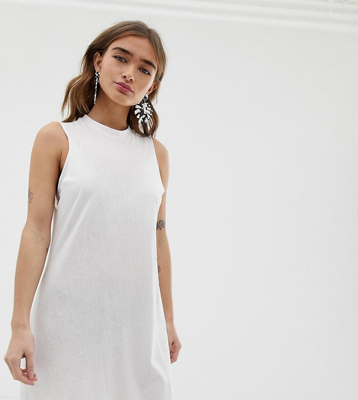 Asos Design Petite Slub Tank Dress - White