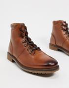 Silver Street Chunky Lace Up Hiker Boots In Tan Leather-brown