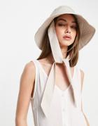 Asos Design Fisherman Bucket Hat With Ties In Beige-neutral