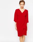 Closet Midi Dress With D-ring Detail - Red