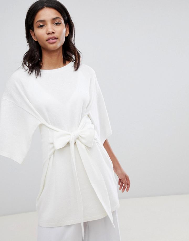 Ted Baker Ted Says Relax Tie Front Knitted Tunic - Cream