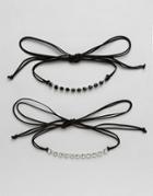 Krystal London Swarovski Crystal Pack Of Two Cord Choker - Black