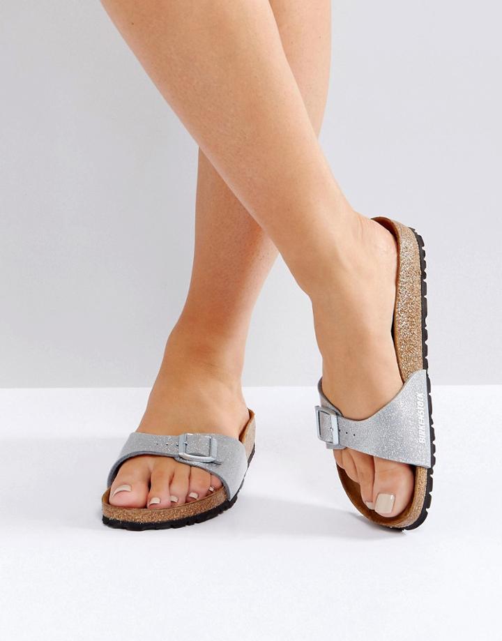 Birkenstock Madrid Silver Magic Galaxy Slide Flat Sandals - Silver