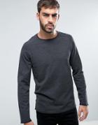 Lindbergh Crew Stripe Sweater Logo Raglan Knit In Black - Black