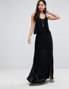 B.young Frill Overlay Cami Maxi Dress - Black
