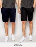 Asos 2 Pack Skinny Smart Shorts In Cotton Sateen Save 17%