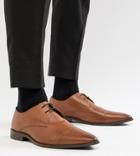 Frank Wright Wide Fit Toe Cap Derby Shoes In Tan Leather - Tan
