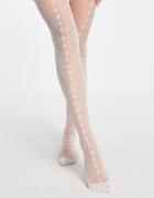 My Accessories London Sheer Cream Pantyhose With Print-neutral