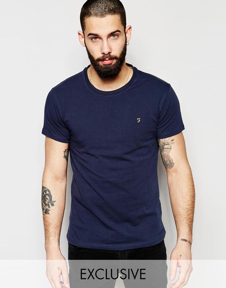 Farah T-shirt With F Logo Muscle Fit Exclusive - Navy