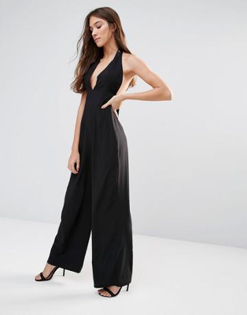 Hedonia Halterneck Tailored Jumpsuit - Black