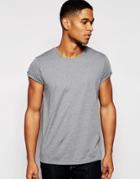 Asos Slim Fit T-shirt And Roll Sleeve - Castle Rock Marl