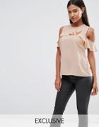 Vesper Cold Shoulder Top With Frill Detail - Nude