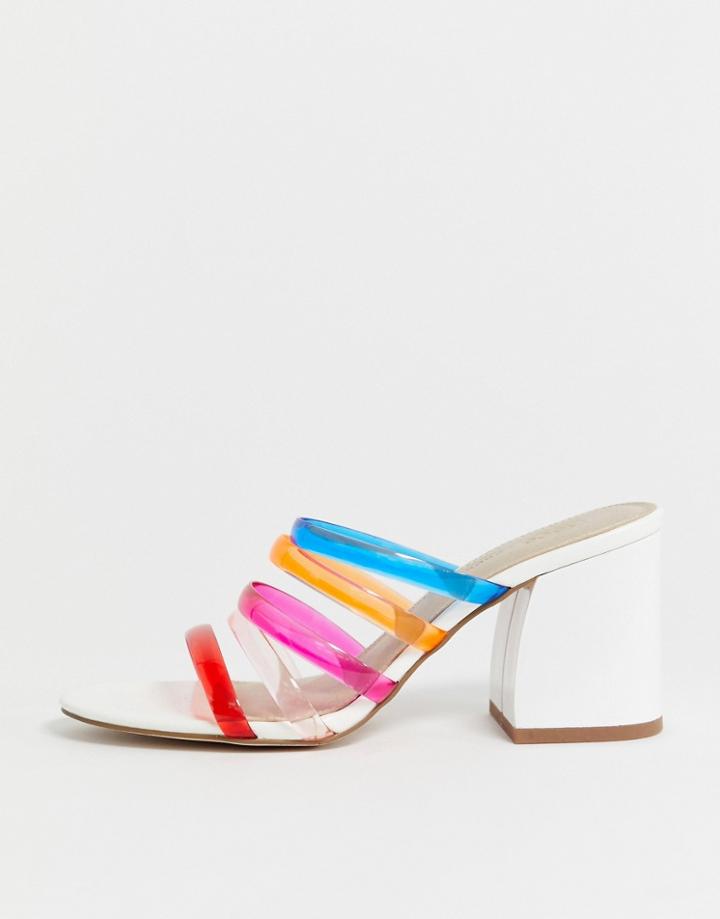 Asos Design Hanson Clear Block Heeled Sandals - Multi