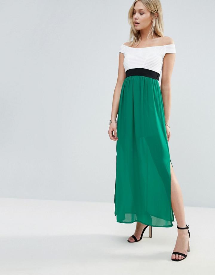 Wal G Off Shoulder Maxi Dress - Green
