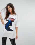 Love Moschino Evil Mermaid Oversized Print T-shirt - White