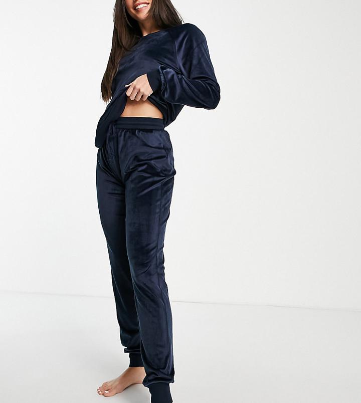 Chelsea Peers Tall Super Soft Fleece Lounge Sweatshirt And Sweatpants Set In Navy