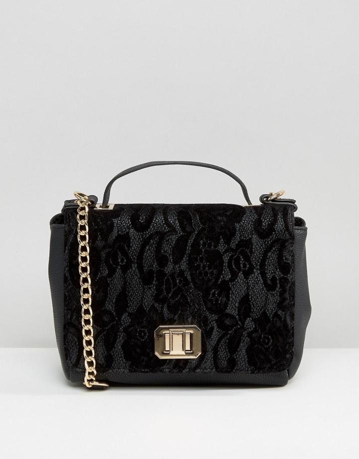 New Look Lace Satchel Cross Body Bag - Black