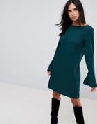 Vila Fluted Sleeve Dress - Green