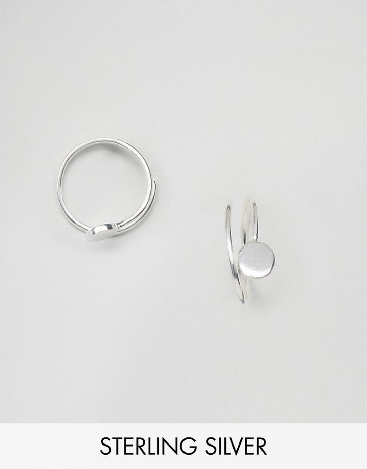Asos Sterling Silver Circle Through Hoop Earrings - Silver